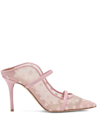 Malone Souliers Maureen Floral-embroidered Mules In Pink