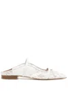 Malone Souliers Pointed Floral Mesh Mules In White