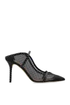 Malone Souliers Maureen 85 Polka Dot Satin Mesh Mules