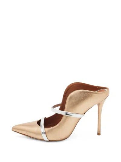 Pre-owned Malone Souliers Maureen Heeled Mules In Gold
