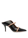 Malone Souliers Pointed Thin Belt Muller High Heels In Black