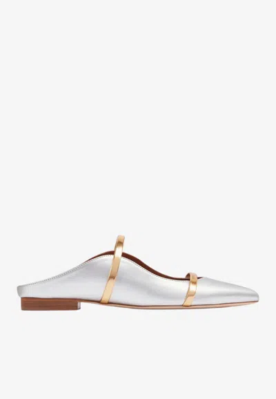 Malone Souliers Maureen Metallic Leather Flat Mules In Silver