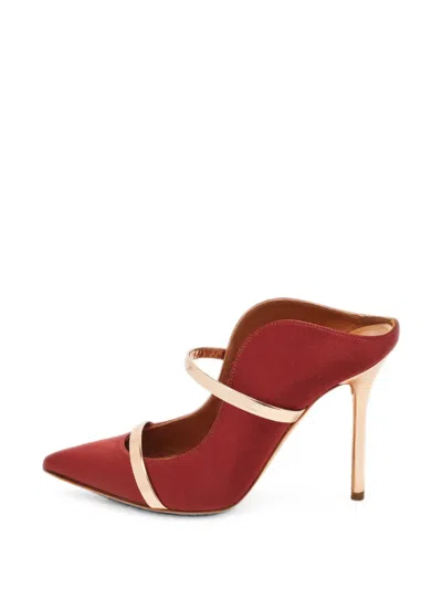 Pre-owned Malone Souliers Maureen Metallic-strap Mules In Red