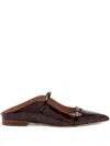 Malone Souliers Patent Leather Leopard Print Maureen Mules In Brown