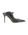 Malone Souliers Pointed Toe Mules With Glossy Strap Details In Animal Print