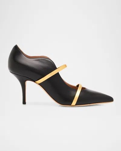 Malone Souliers Maureen Nappa Leather Double-strap Pumps In Black