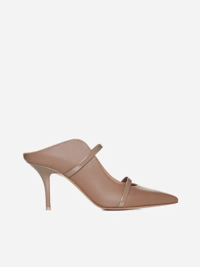 Malone Souliers Nappa Leather Strappy Mules With Pointed Toe In Taupe
