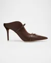 Malone Souliers Maureen Nappa Leather Mules With Double Patent Straps In Brown