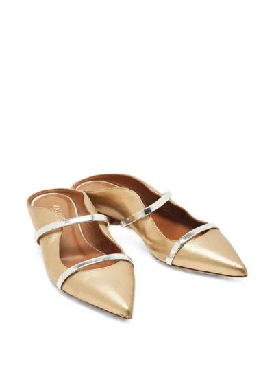 Pre-owned Malone Souliers Maureen Pointed Mules In Gold