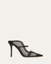 Malone Souliers Maureen 85 Polka Dot Satin Mesh Mules In Black