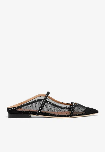 Malone Souliers Maureen Polka Dot Flat Mules In Black