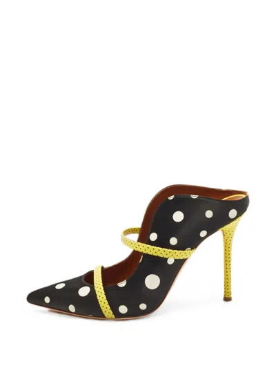 Pre-owned Malone Souliers Maureen Polka-dot Mules In Black