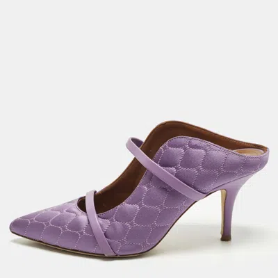 Pre-owned Malone Souliers Maureen Size 36 Purple Quilted Satin Mules