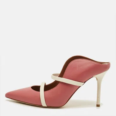 Pre-owned Malone Souliers Maureen Size 36.5 Pink/white Leather Slide Sandals