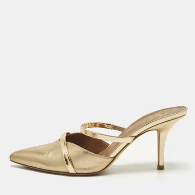 Pre-owned Malone Souliers Maureen Size 37.5 Metallic Leather Mules In Silver