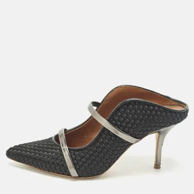 Pre-owned Malone Souliers Maureen Size 38 Black Leather And Satin Mules