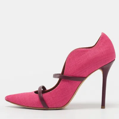 Pre-owned Malone Souliers Maureen Size 39 Purple/burgundy Leather And Raffia Pumps