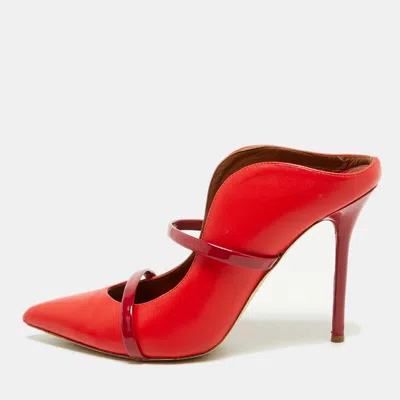 Pre-owned Malone Souliers Maureen Size 39 Red Leather And Patent Leather Pointed Toe Mules