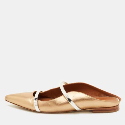 Pre-owned Malone Souliers Maureen Size 40 Metallic Gold/silver Leather Pointed Toe Flat Mules