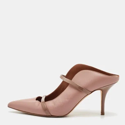 Pre-owned Malone Souliers Maureen Size 40 Pastel Pink/beige Leather And Patent Pointed Toe Mules