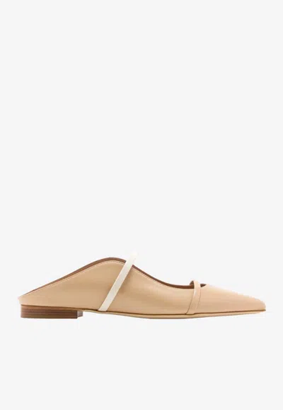 Malone Souliers Maureen Two-tone Leather Flat Mules In Neutral