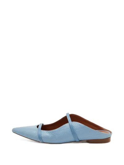 Pre-owned Malone Souliers Maureen Woven-pattern Mules In Blue