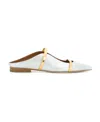 Malone Souliers Maureen Flat Mules In Metallic Leather In White
