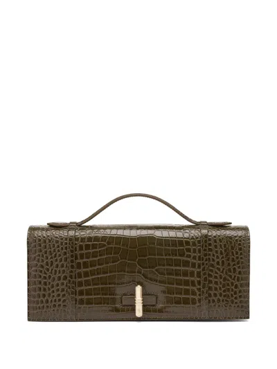 Malone Souliers May Croc-embossed Leather Clutch Bag In Green