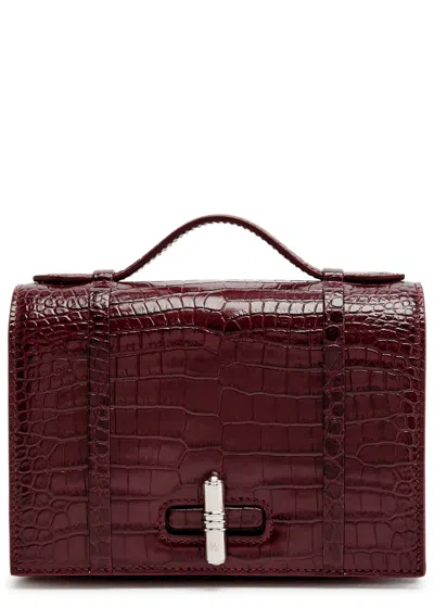Malone Souliers May Crocodile-effect Patent Leather Top Handle Bag In Burgundy