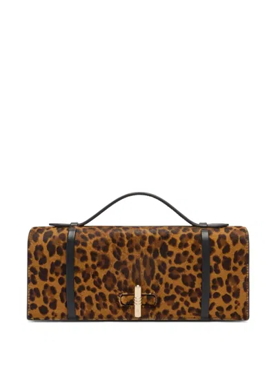Malone Souliers May Leopard-print Top-handle Clutch In Brown