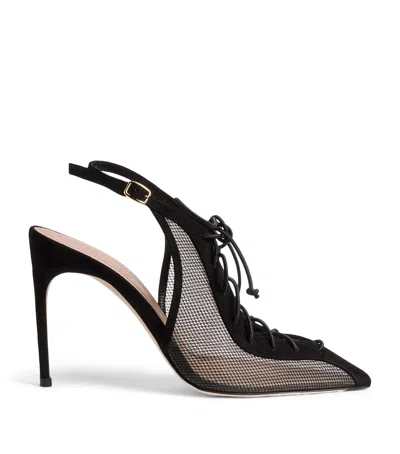 Malone Souliers Mesh Alia Slingback Heels 90 In Black