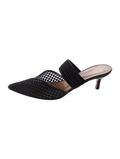 Pre-owned Malone Souliers Mesh Lace Pattern Mules In Black