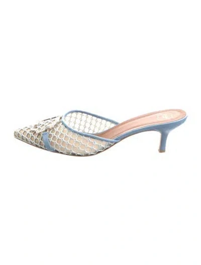 Pre-owned Malone Souliers Mesh Lace Pattern Mules In Blue