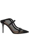 Malone Souliers Mesh-panel Leather Mules In Black