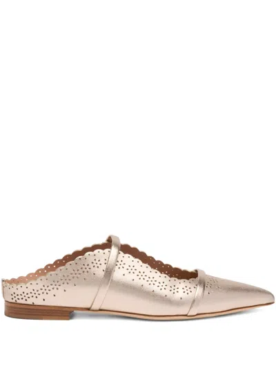 Malone Souliers Metallic Broderie Flats In Pink