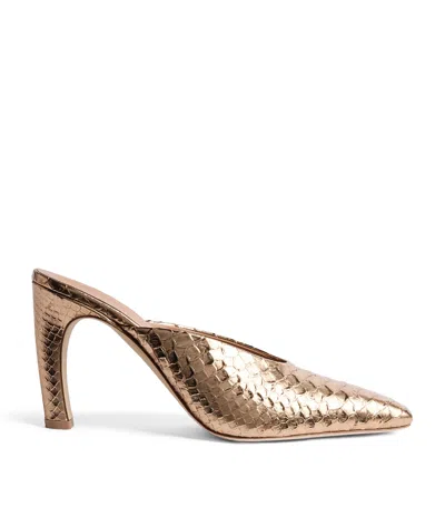 Malone Souliers Metallic Embossed Leather Rowe Mules 90 In Gold