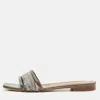 Malone Souliers Metallic Grey/silver Leather And Fabric Demi Flat Slides In Multi