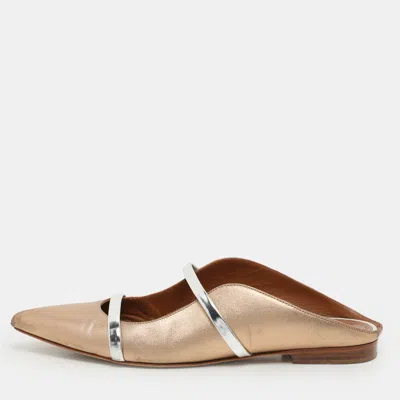 Pre-owned Malone Souliers Metallic Leather Maureen Flats Size 39