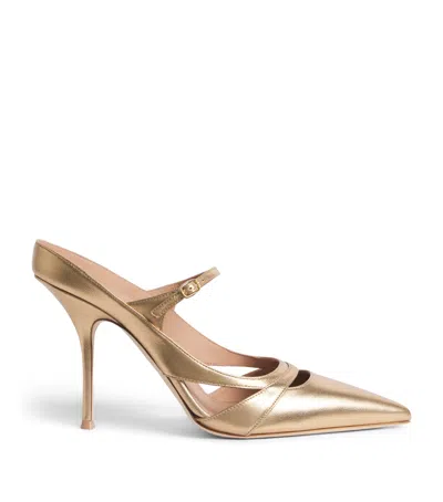 Malone Souliers Metallic Leather Patty Heeled Mules 90 In Gold