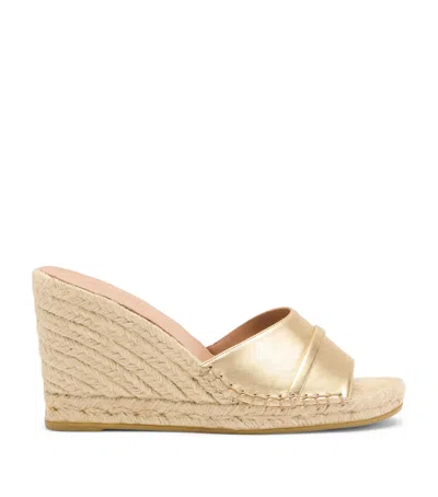 Malone Souliers Metallic Leather Soleil Wedge Espadrilles 85 In Gold