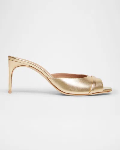 Malone Souliers Metallic Nappa Leather Stiletto Mule Sandals In Antique Gold