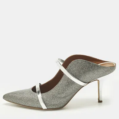 Pre-owned Malone Souliers Metallic Silver Glitter And Leather Maureen Sandals Size 40