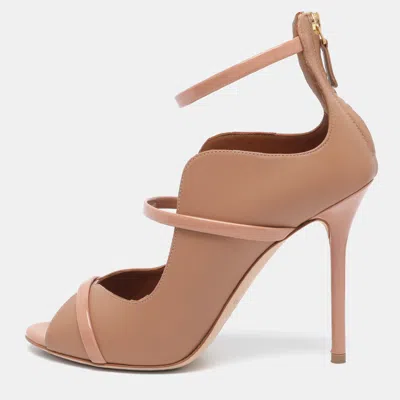 Pre-owned Malone Souliers Mika Size 37 Nude/blush Pink Leather Pumps In Brown