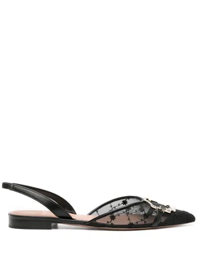 Malone Souliers Misha Embellished Mesh Slingback Ballet Flats In Black
