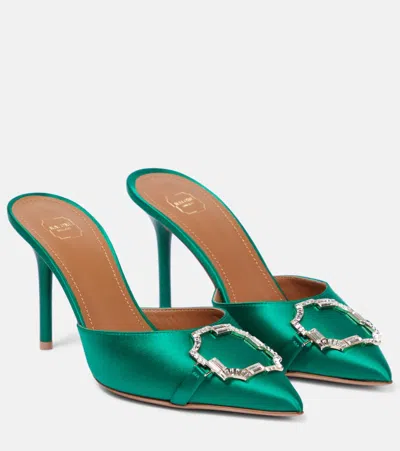 Malone Souliers Missy 85 Embellished Mules In Emerald/emerald