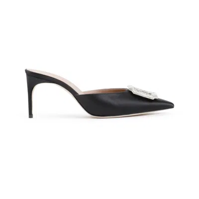 Malone Souliers Mona 70 Black Satin Mules