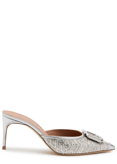MALONE SOULIERS MALONE SOULIERS MONA 70 METALLIC RAFFIA SANDALS