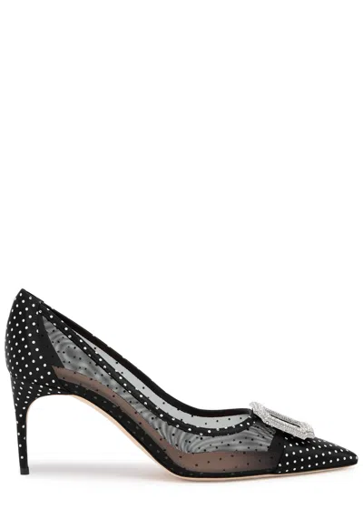 Malone Souliers Monroe 70 Polka-dot Mesh Pumps In Black