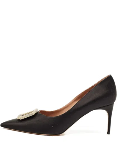Pre-owned Malone Souliers Monroe Satin Pumps In Black