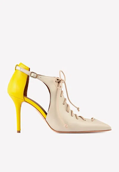 Malone Souliers Montana 85 Lace-up Nappa Leather Pumps In White
